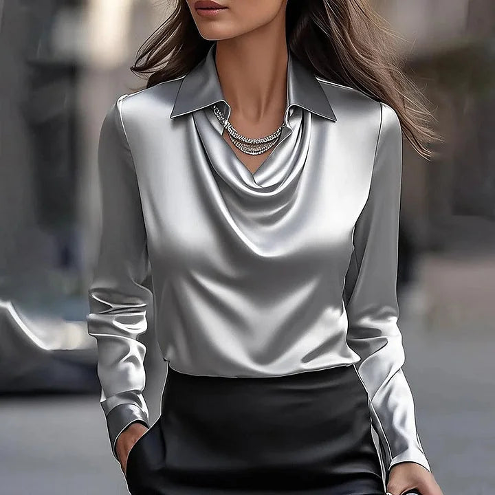 Selena – Satin Blouse With a Delicate Neckline