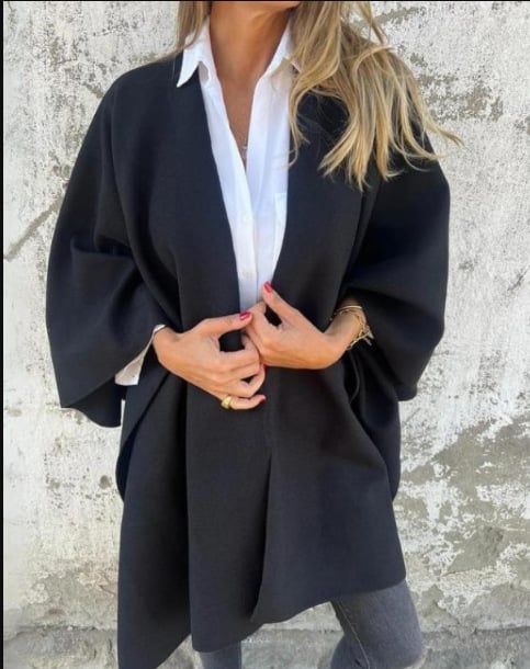 Umaiza – Effortless Style V-Neck Cape Jacket